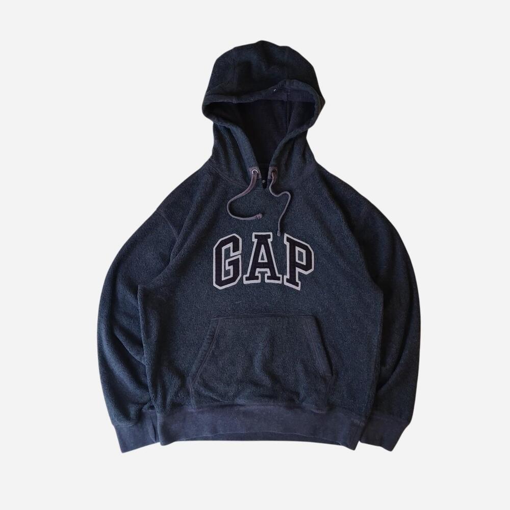 Gap grey fleece spellout hoodie with embroidered logo